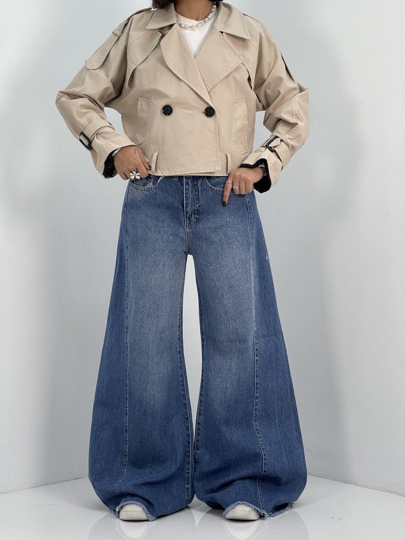 شلوار جین زنانه شافل آبی تیره