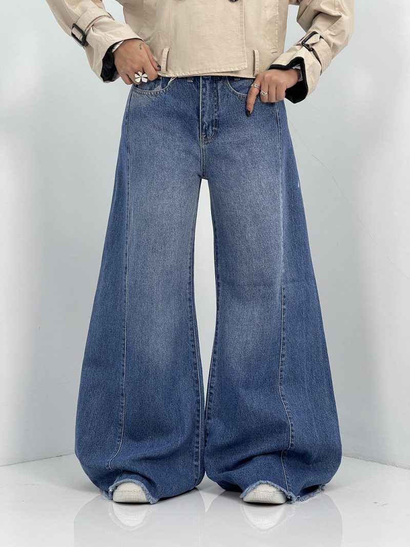 شلوار جین زنانه شافل آبی تیره