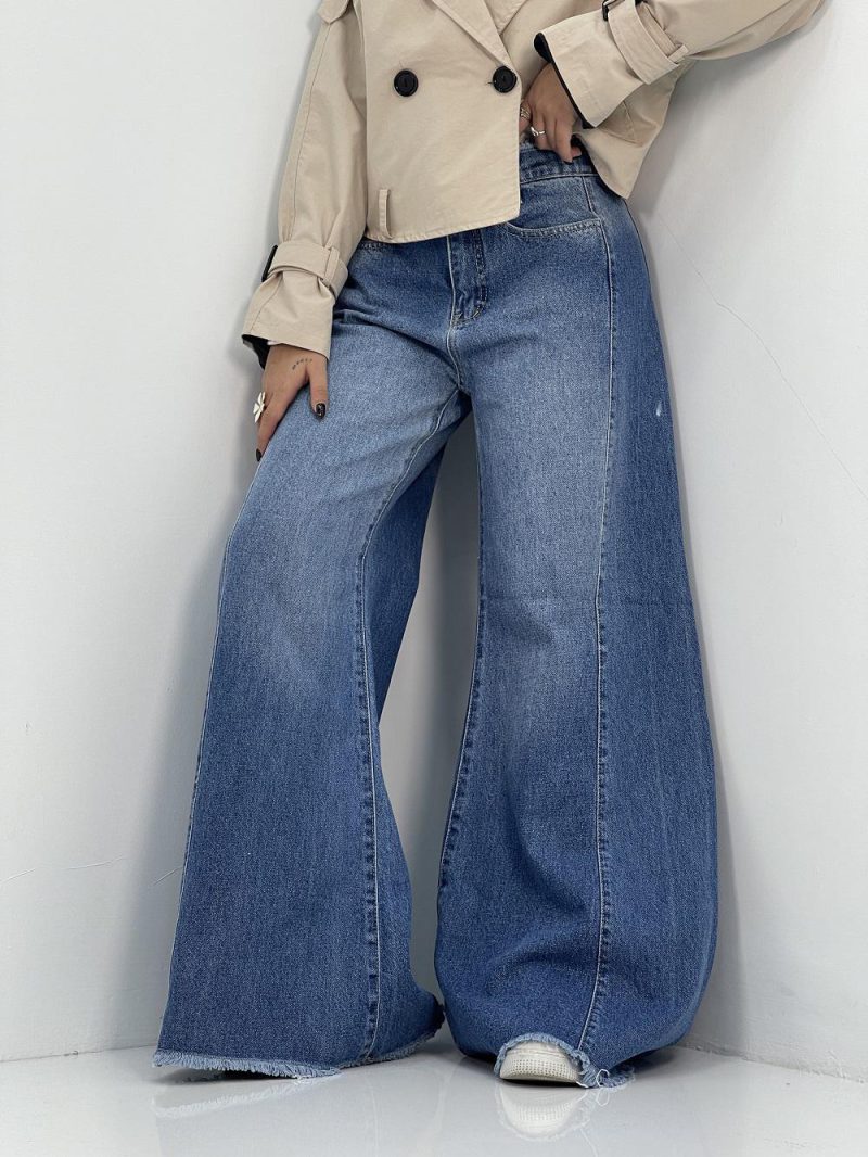 شلوار جین زنانه شافل آبی تیره