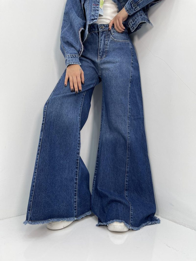 شلوار جین زنانه شافل آبی تیره