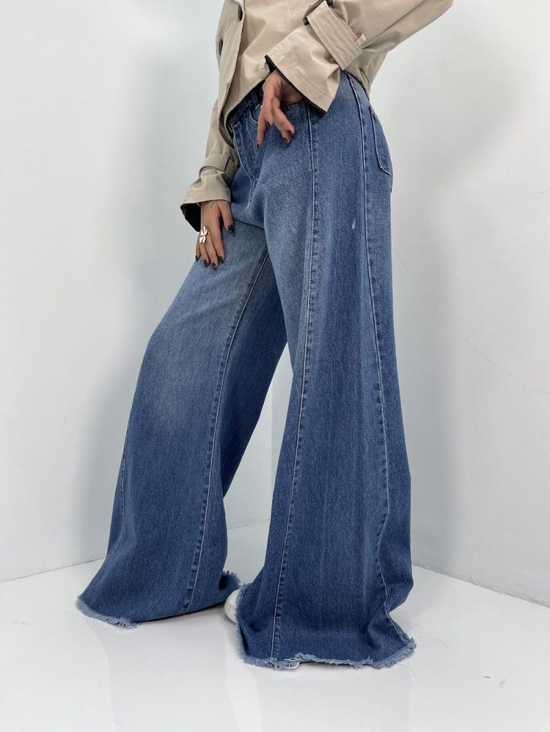 شلوار جین زنانه شافل آبی تیره