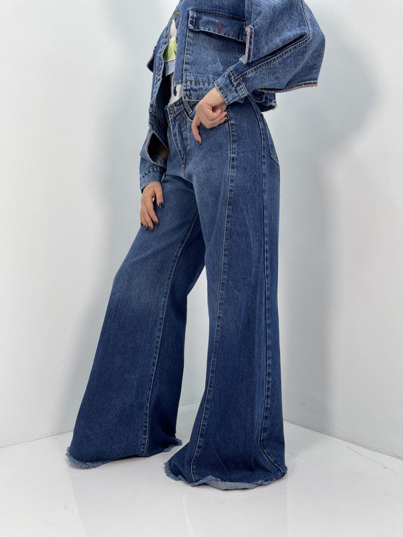 شلوار جین زنانه شافل آبی تیره