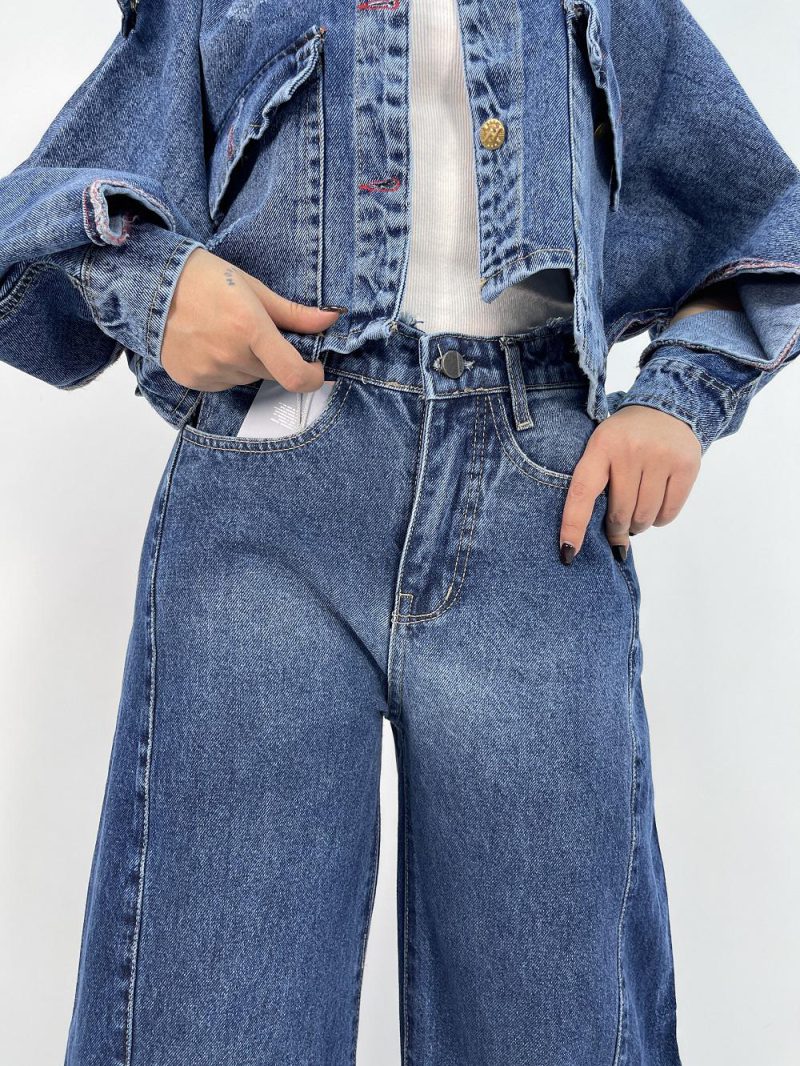 شلوار جین زنانه شافل آبی تیره