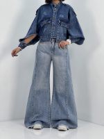 شلوار جین زنانه شافل آبی روشن