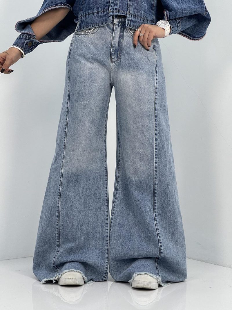 شلوار جین زنانه شافل آبی روشن