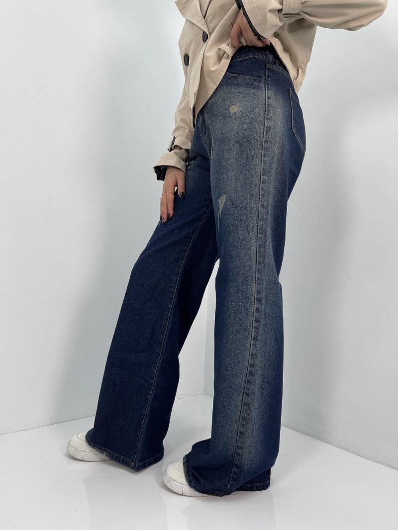 شلوار جین زنانه فول بگ آبی