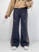 شلوا جین زنانه فول بگ بغل قهوه ای