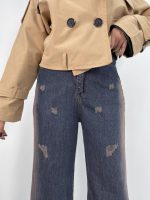 شلوا جین زنانه فول بگ بغل قهوه ای