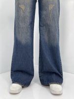 شلوار جین زنانه فول بگ آبی