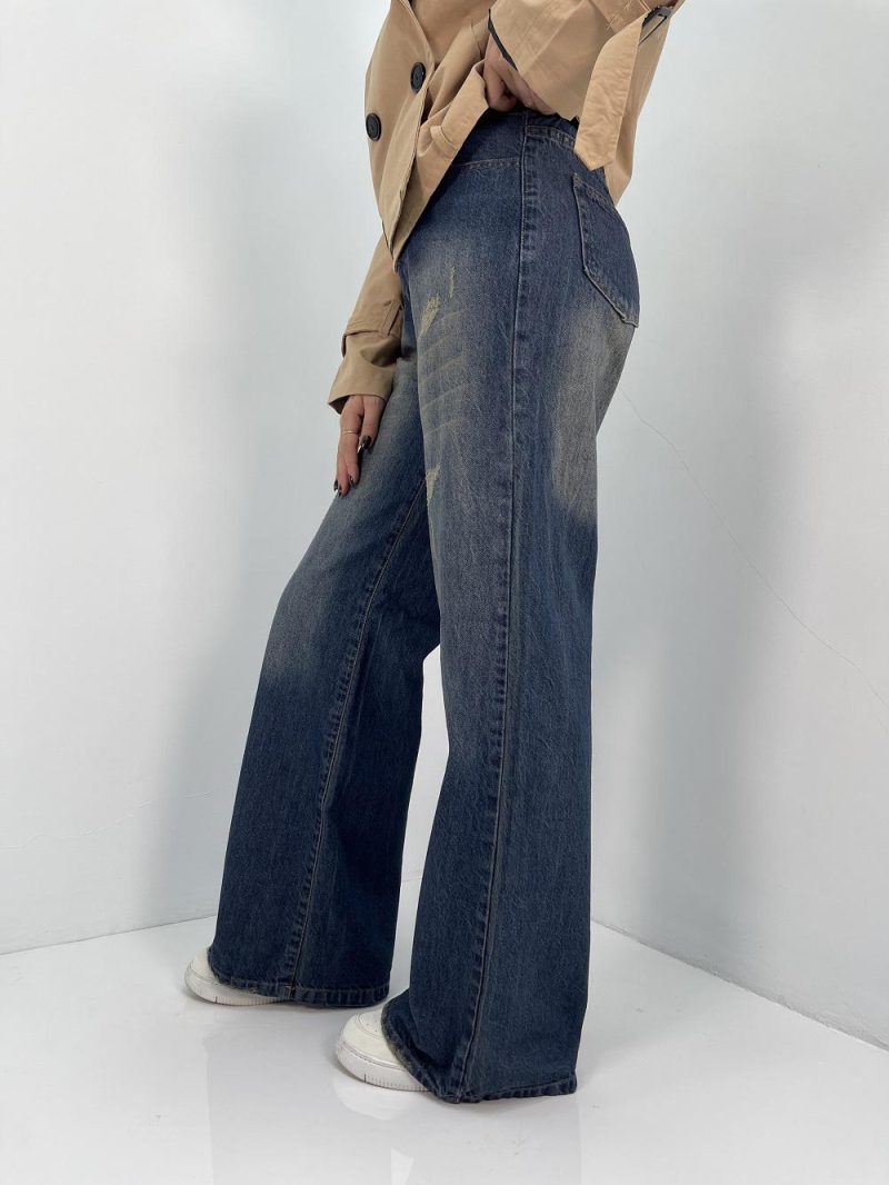 شلوار جین زنانه فول بگ آبی