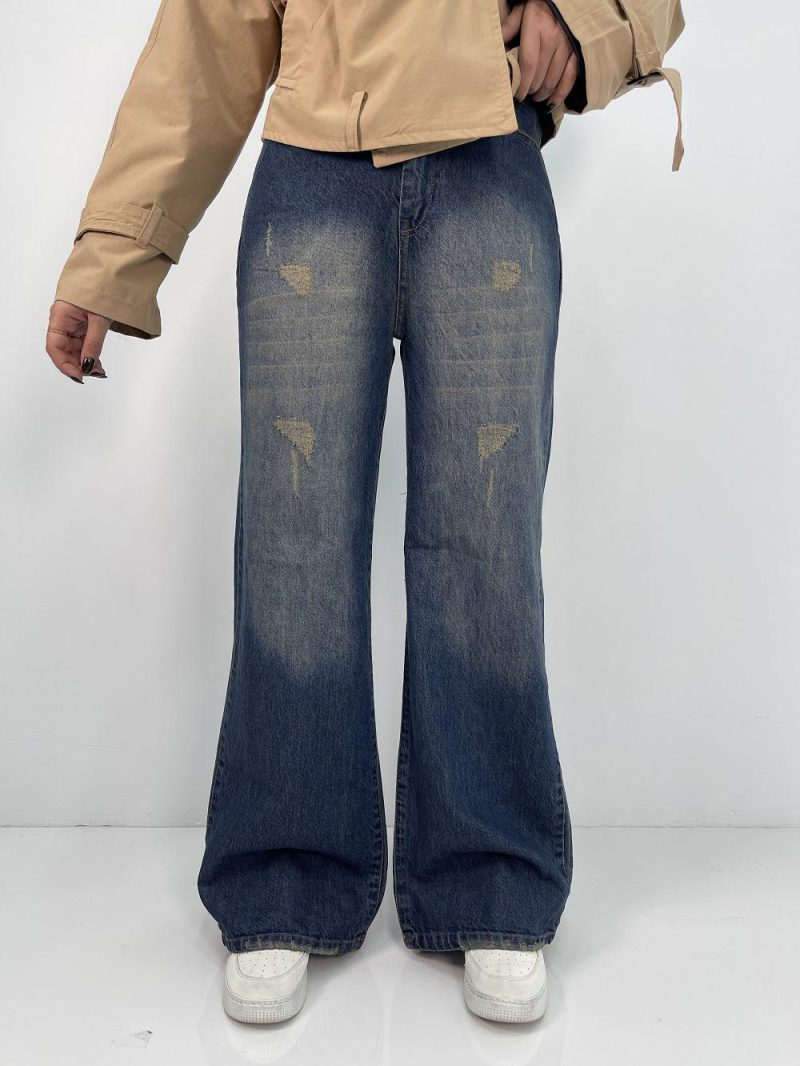 شلوار جین زنانه فول بگ آبی