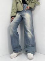 شلوار جین زنانه نیم بگ آبی سنگشور