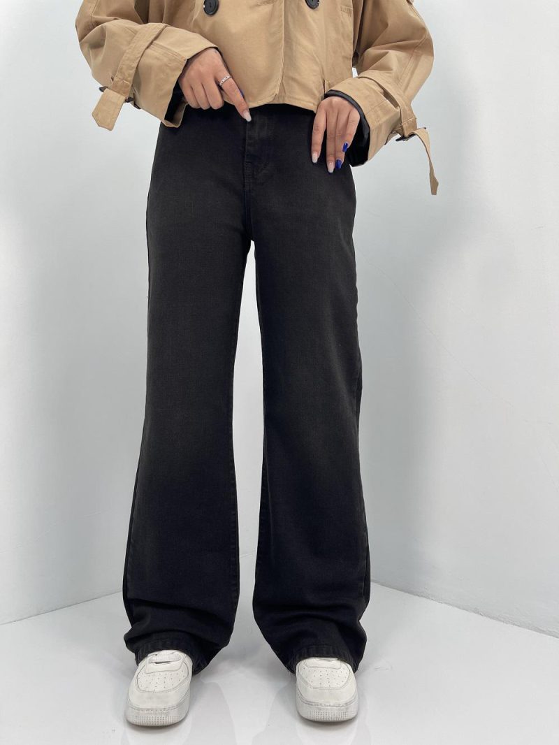 شلوار جین زنانه نیم بگ زغالی