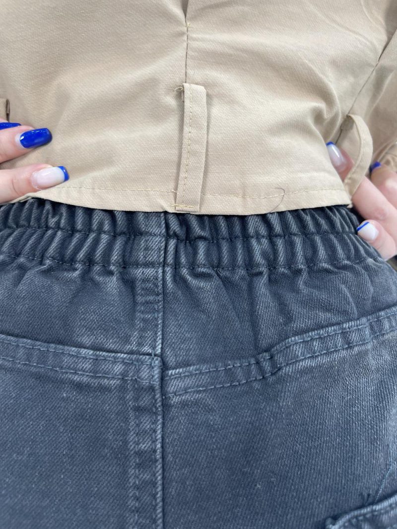 شلوار جین زنانه نیم بگ زغالی