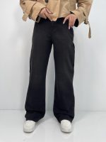 شلوار جین زنانه نیم بگ زغالی