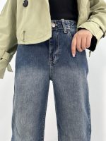 شلوار جین زنانه نیم بگ آبی تیره سنگشور