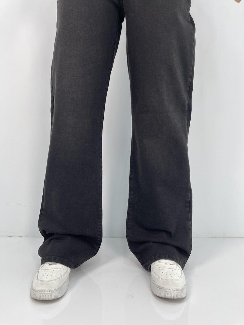 شلوار جین زنانه نیم بگ زغالی