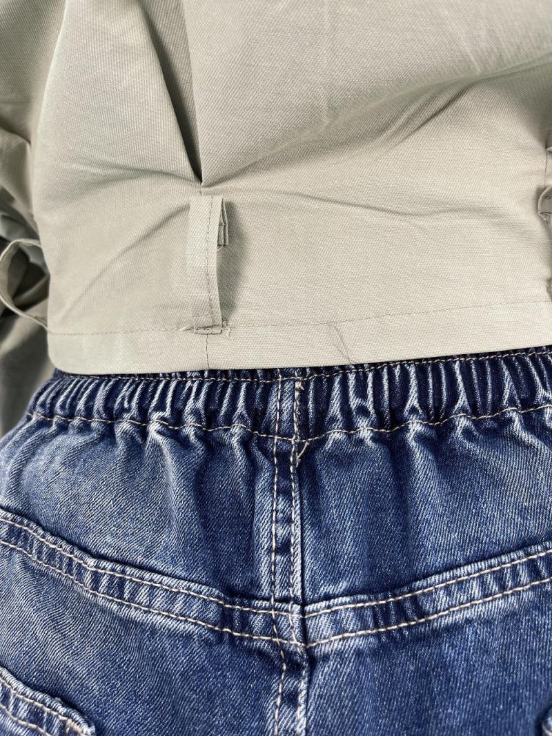 شلوار جین زنانه نیم بگ آبی تیره سنگشور