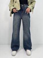 شلوار جین زنانه نیم بگ آبی تیره سنگشور