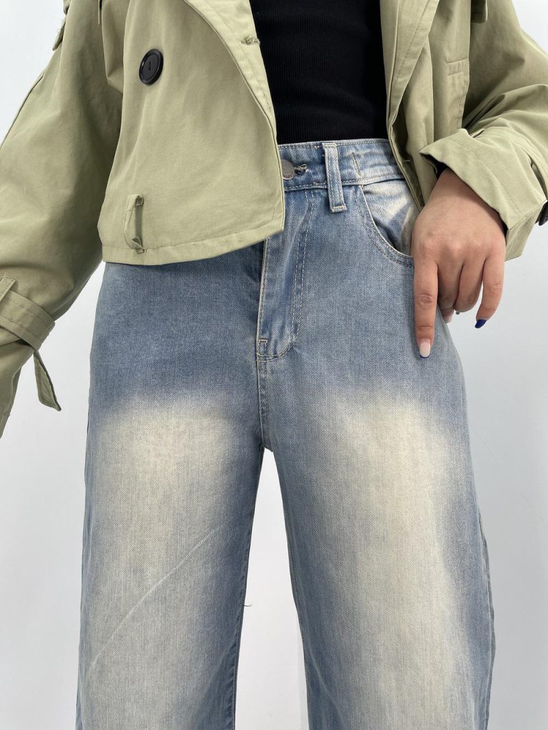 شلوار جین زنانه نیم بگ آبی سنگشور