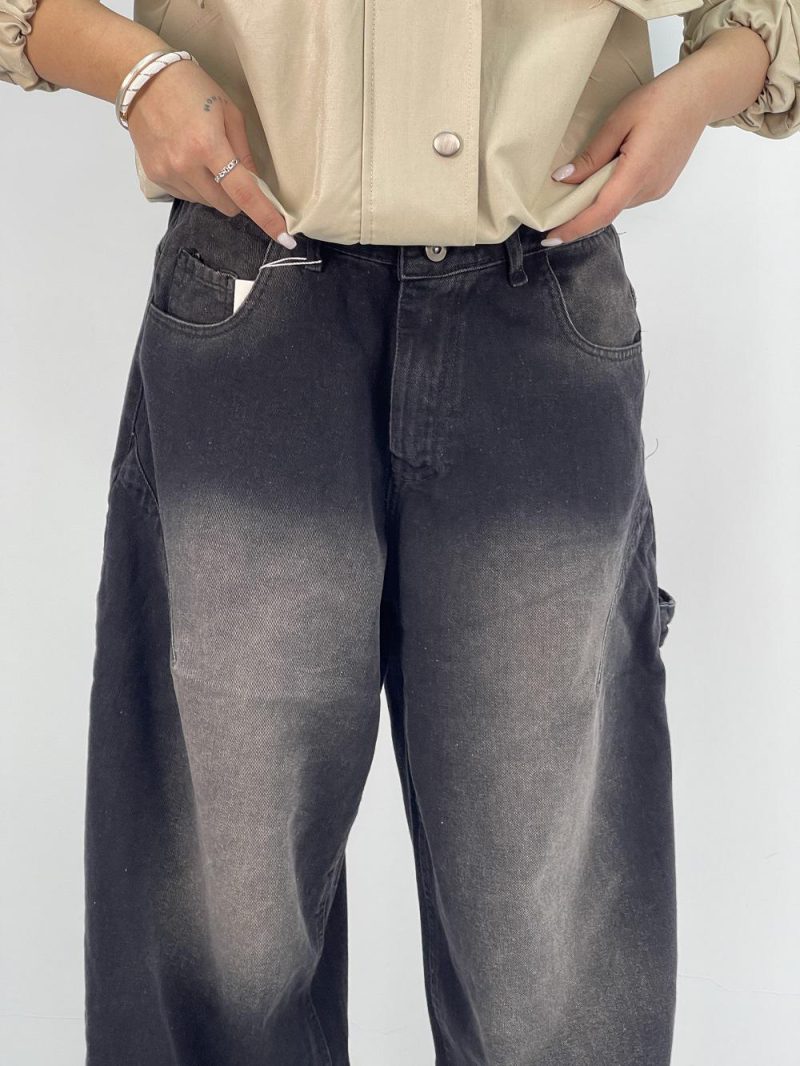 شلوار جین زنانه بالونی مکس مشکی با سنگشور صدفی