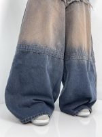 شلوار جین زنانه سوپر بگ آبی سنگشور قهوه ای