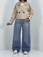 شلوار جین زنانه بگ کمرکش سایز بزرگ آبی