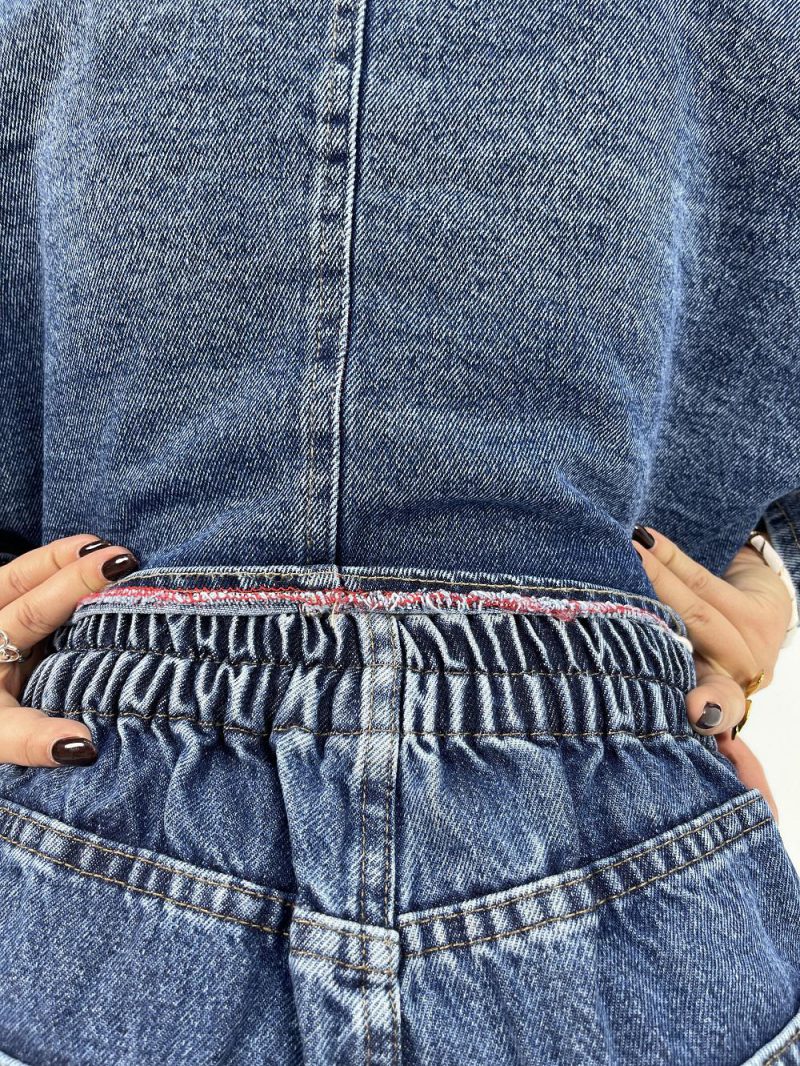 شلوار جین زنانه بگ کمرکش سایز بزرگ آبی