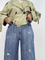 شلوار جین زنانه بگ کمرکش سایز بزرگ آبی
