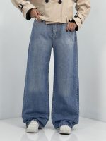 شلوار جین زنانه بگ کمرکش سایز بزرگ آبی