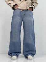 شلوار جین زنانه بگ کمرکش سایز بزرگ آبی