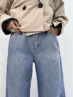 شلوار جین زنانه بگ کمرکش سایز بزرگ آبی