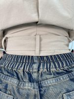 شلوار جین زنانه واید لگ با سنگشور کرم