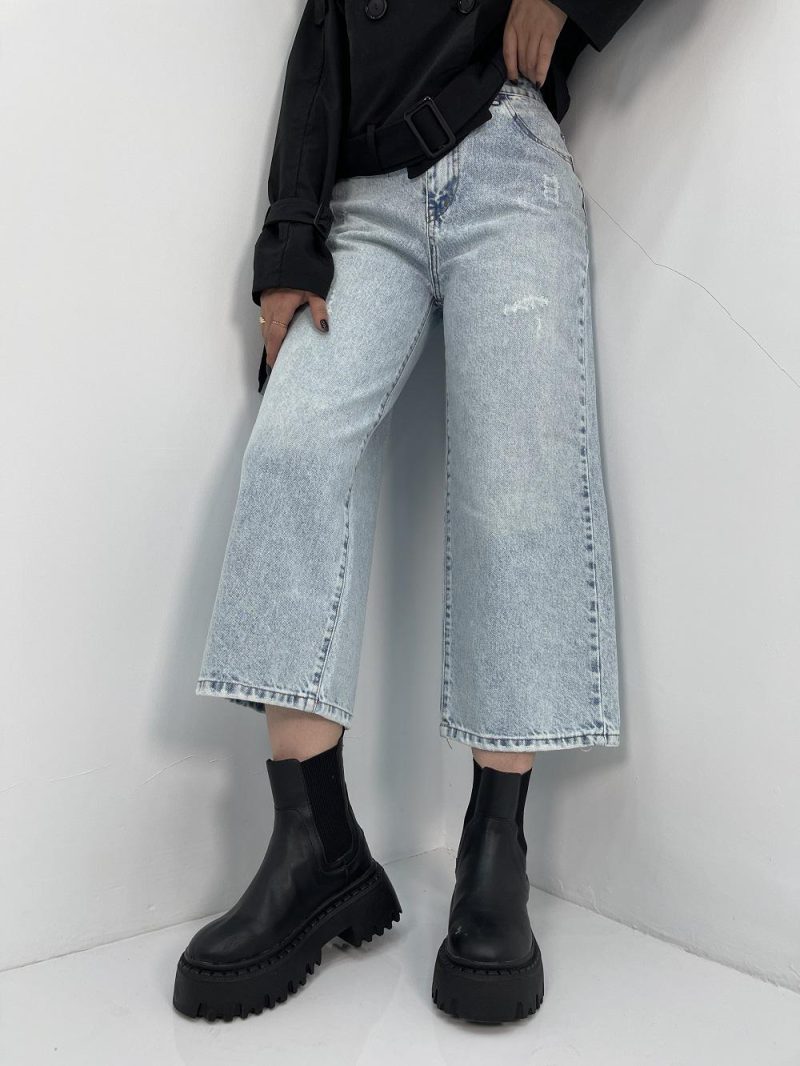 شلوار جین زنانه واید لگ یخی