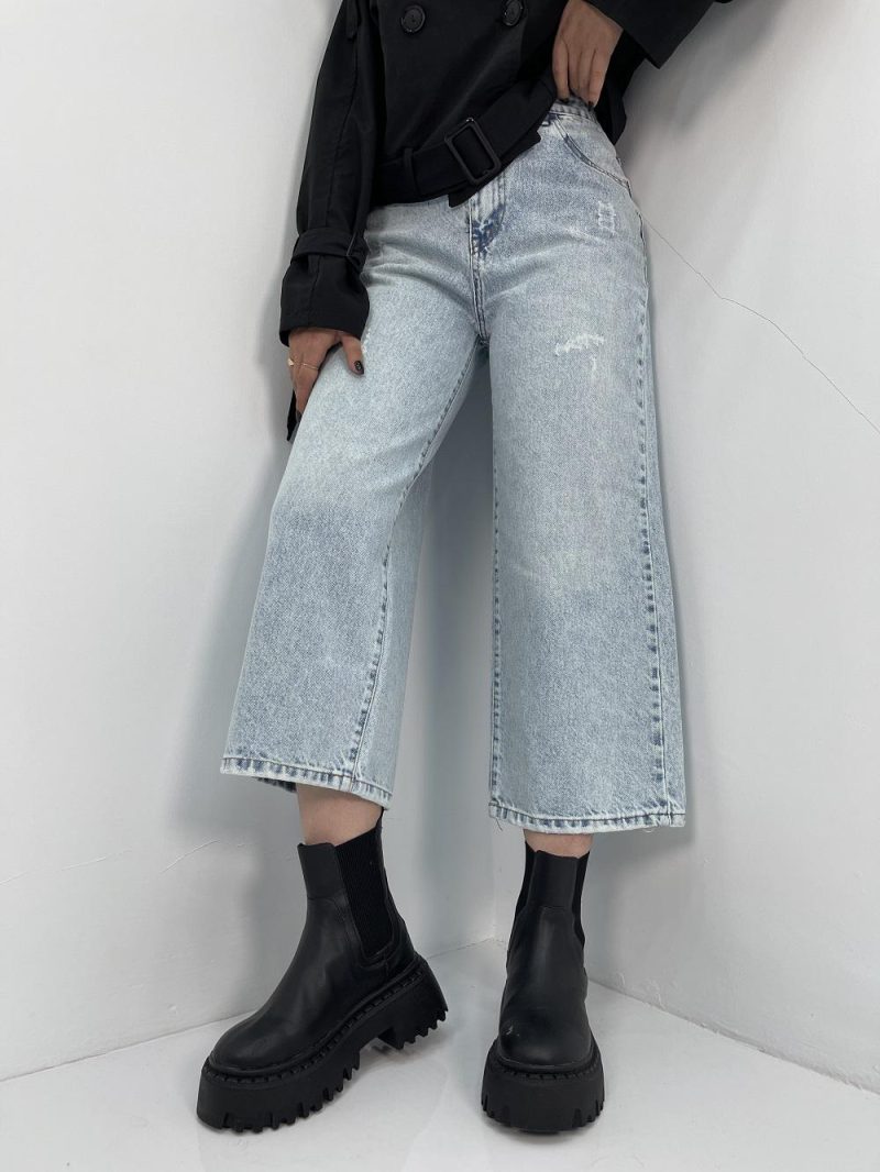 شلوار جین زنانه واید لگ یخی