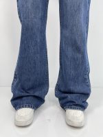 شلوار جین زنانه واید لگ بلند آبی تیره