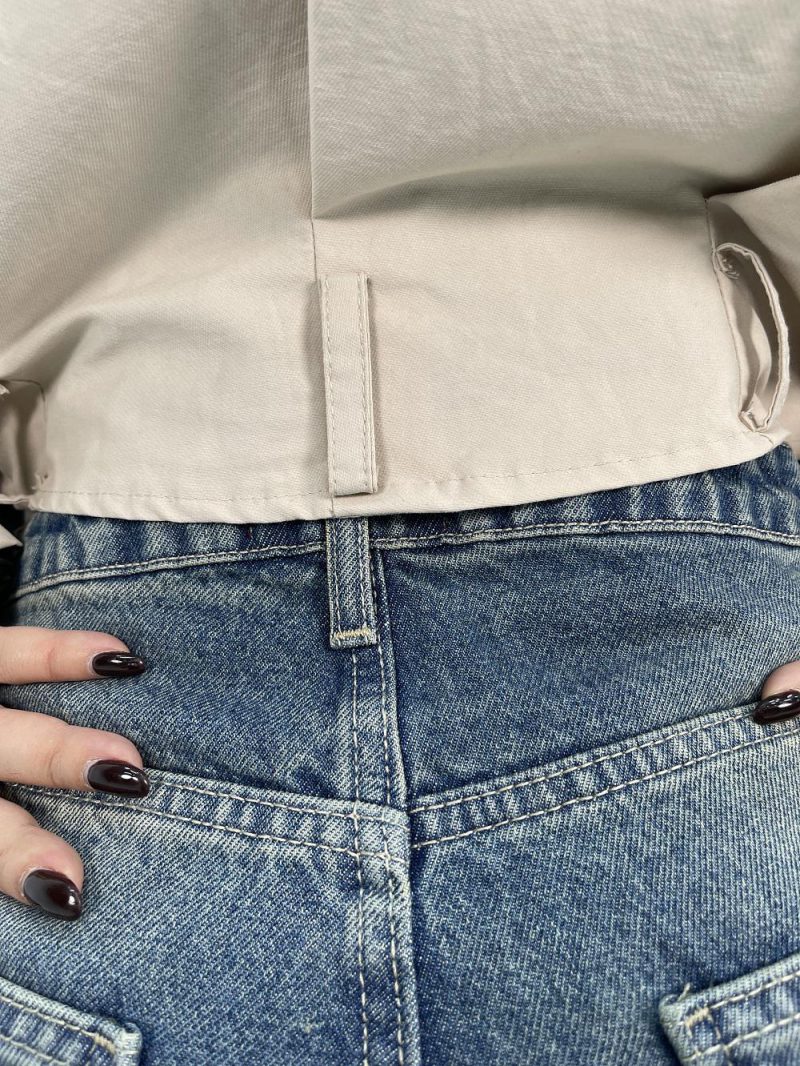 شلوار جین زنانه واید لگ بلند آبی تیره