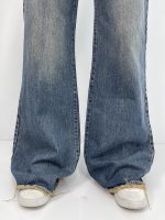 شلوار جین زنانه واید لگ بلند آبی تیره