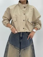 بامبر جکت کوتاه کتان زارا کرم