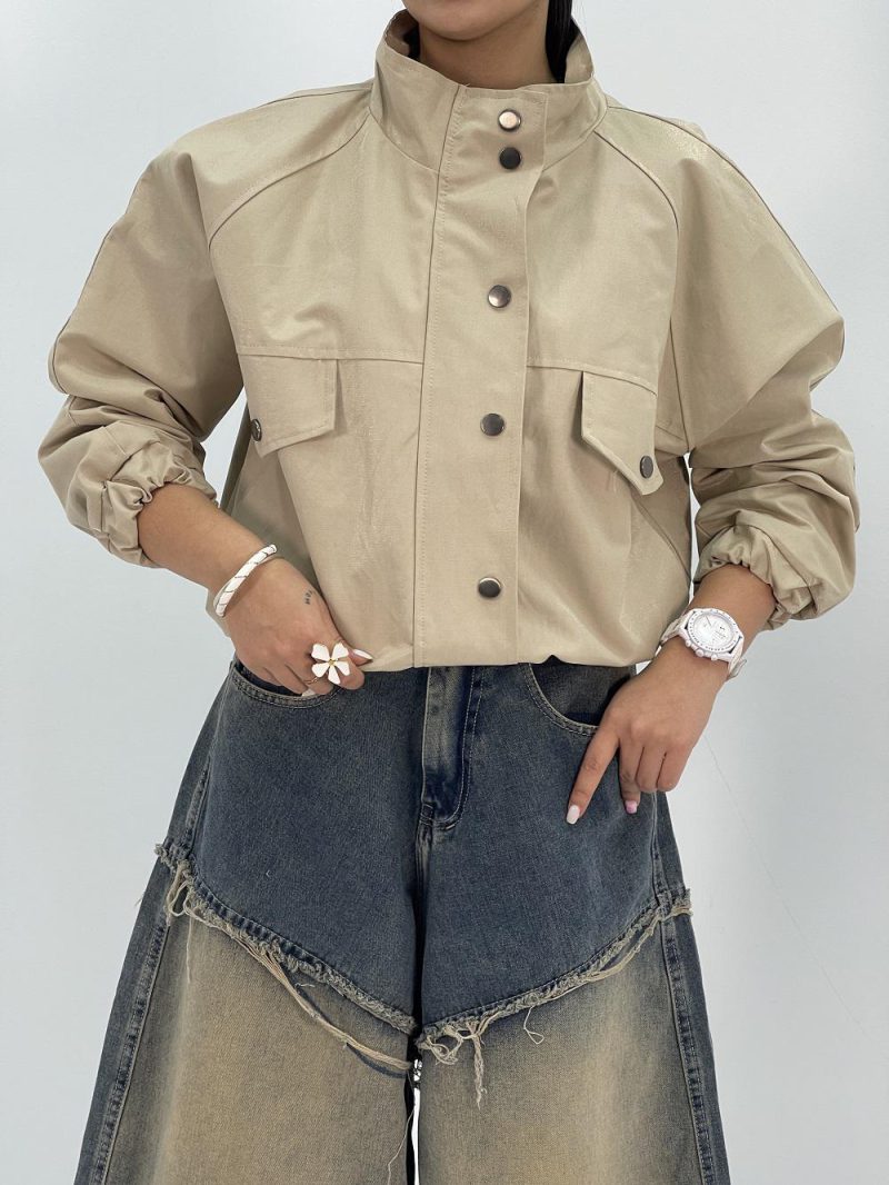 بامبر جکت کوتاه کتان زارا کرم