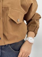 بامبر جکت کوتاه کتان زارا قهوه ای