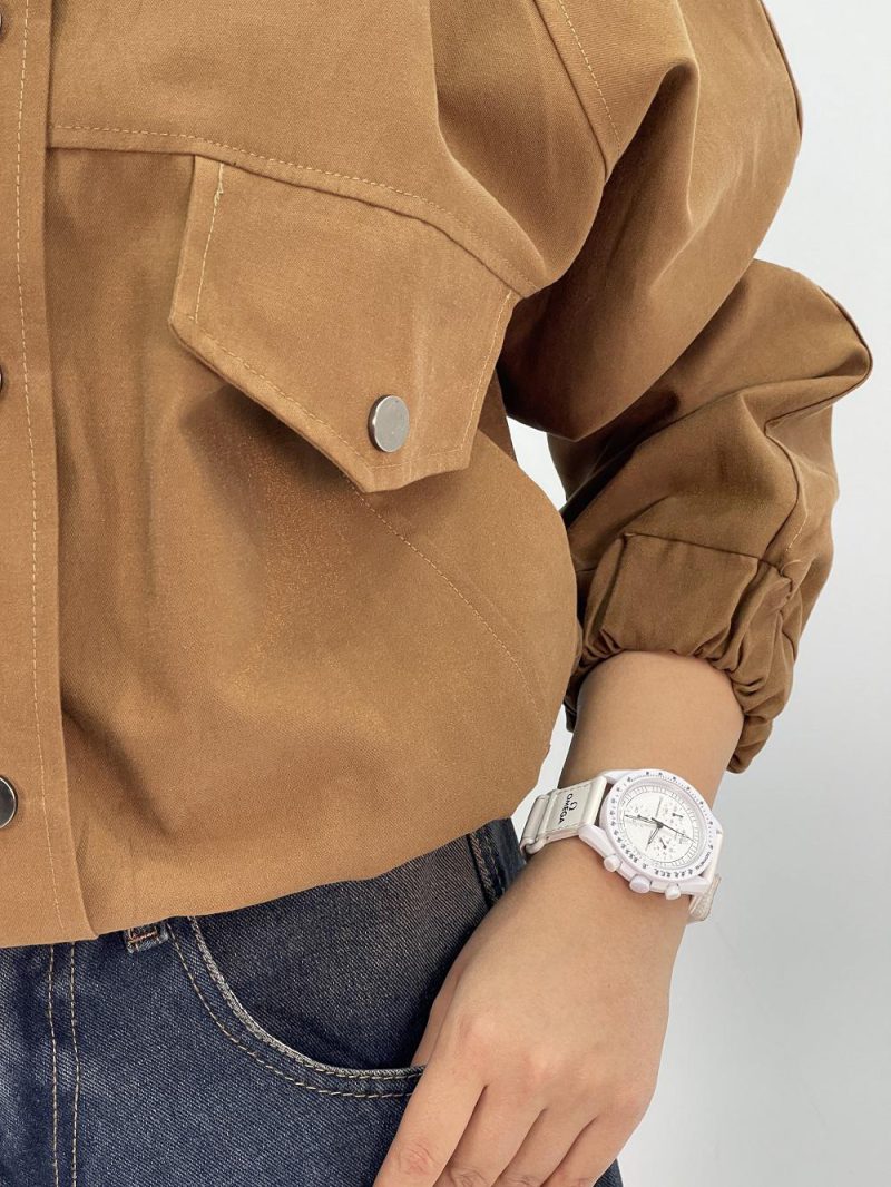 بامبر جکت کوتاه کتان زارا قهوه ای