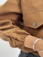 بامبر جکت کوتاه کتان زارا قهوه ای