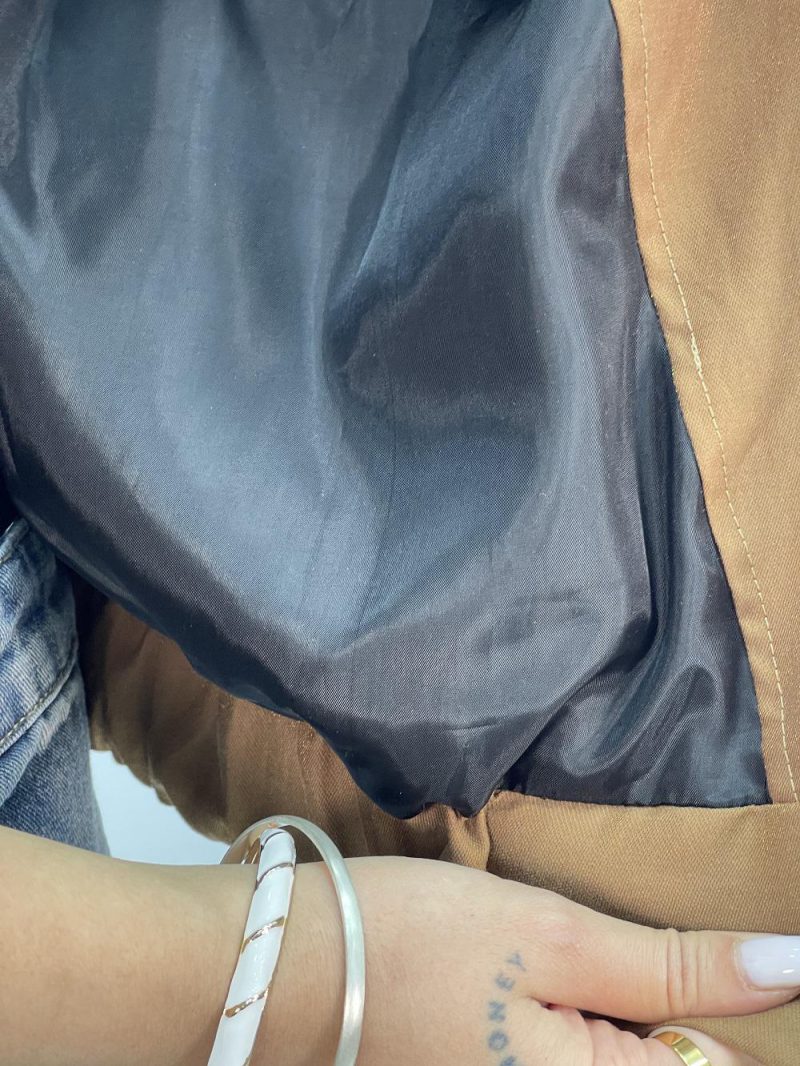 بامبر جکت کوتاه کتان زارا قهوه ای