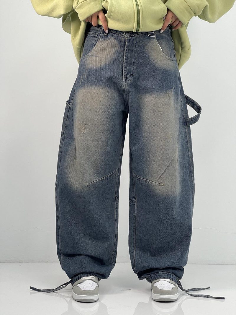 شلوار جین زنانه بالونی کارپنتری آبی سنگشور