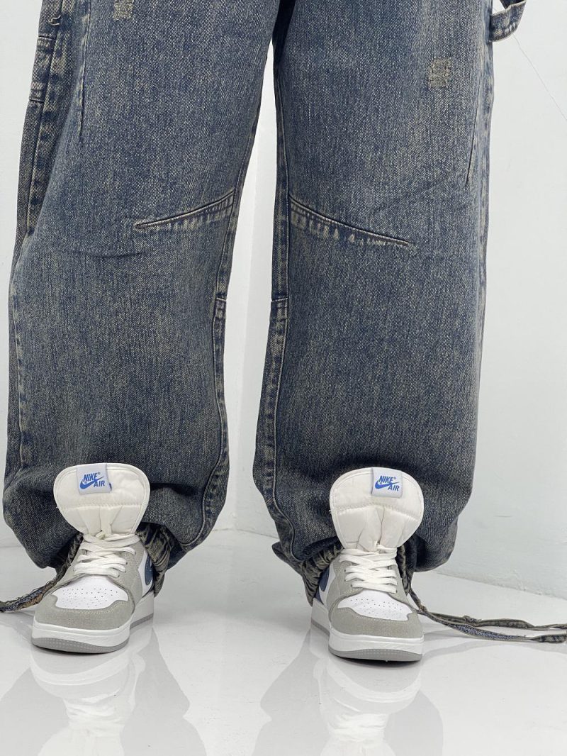 شلوار جین زنانه بالونی کارپنتری سرمه ای سنگشور