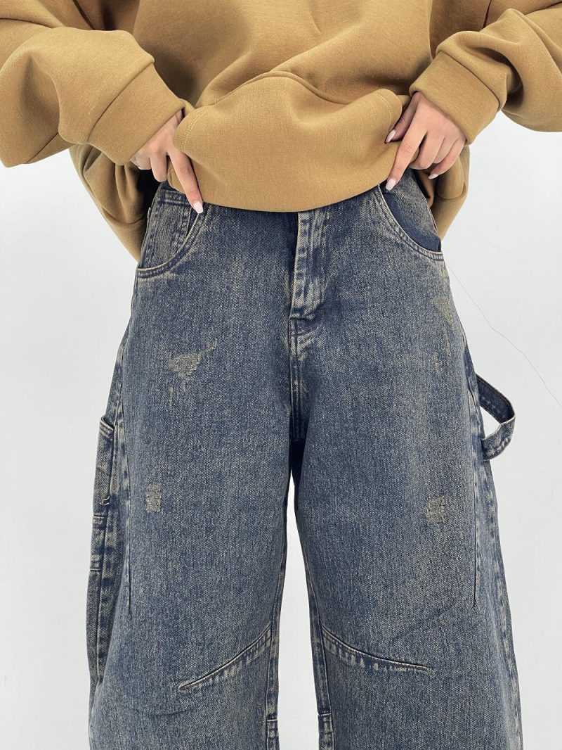 شلوار جین زنانه بالونی کارپنتری سرمه ای سنگشور