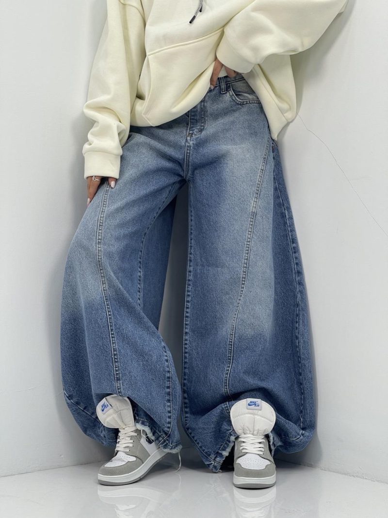 شلوار جین زنانه جی بگ گشاد رنگ آبی