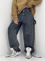 شلوار جین زنانه بالونی کارپنتری سرمه ای سنگشور