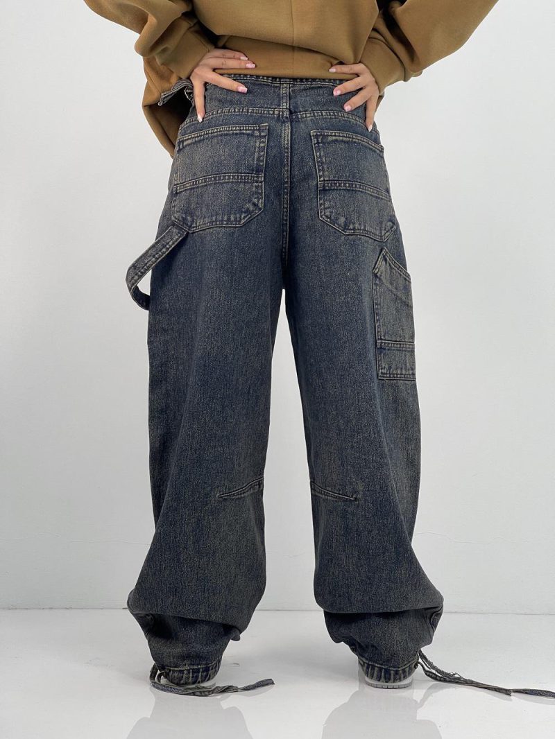 شلوار جین زنانه بالونی کارپنتری سرمه ای سنگشور